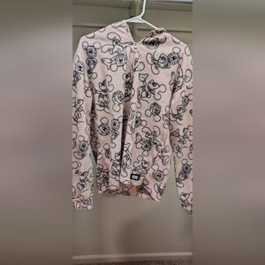 Mickey Mouse Patterned Pink Fleece Jacket
